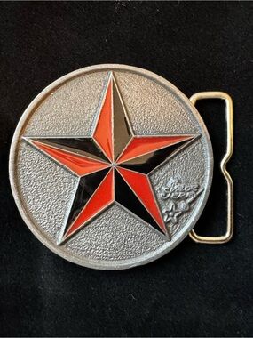 Men's Sailor Jerry Nautical Star Emblem Belt Buckle - Red and Black